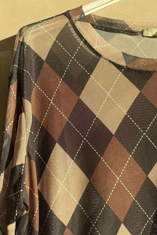 Bobby Mesh Layering Top Argyle Black